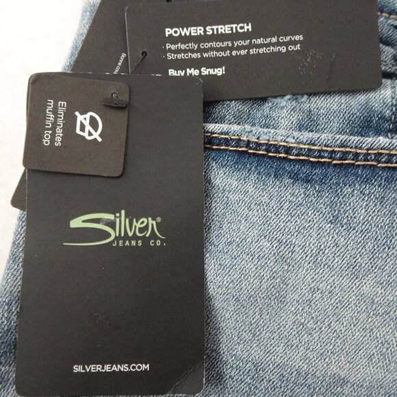 Silver Jeans Elyse Skinny Leg Women's Plus Size 24 Blue Denim Stretch Distressed - Picture 8 of 12